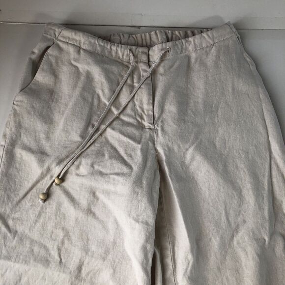 Liz Wear Liz Clairborne Beige Wide Leg Elastic Waist Draw String Cropped Pants M - Picture 11 of 16